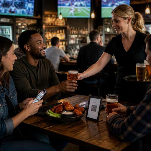QR Ordering in U.S. Sports Bars: Tabs, Seat Numbers, and Server Handoffs
