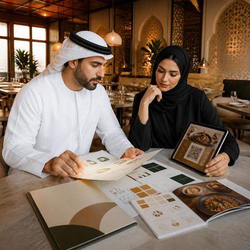 بناء هوية بصرية متماسكة للمطعم: الشعار والألوان والخطوط واتساق المنيو من الواجهة إلى QR