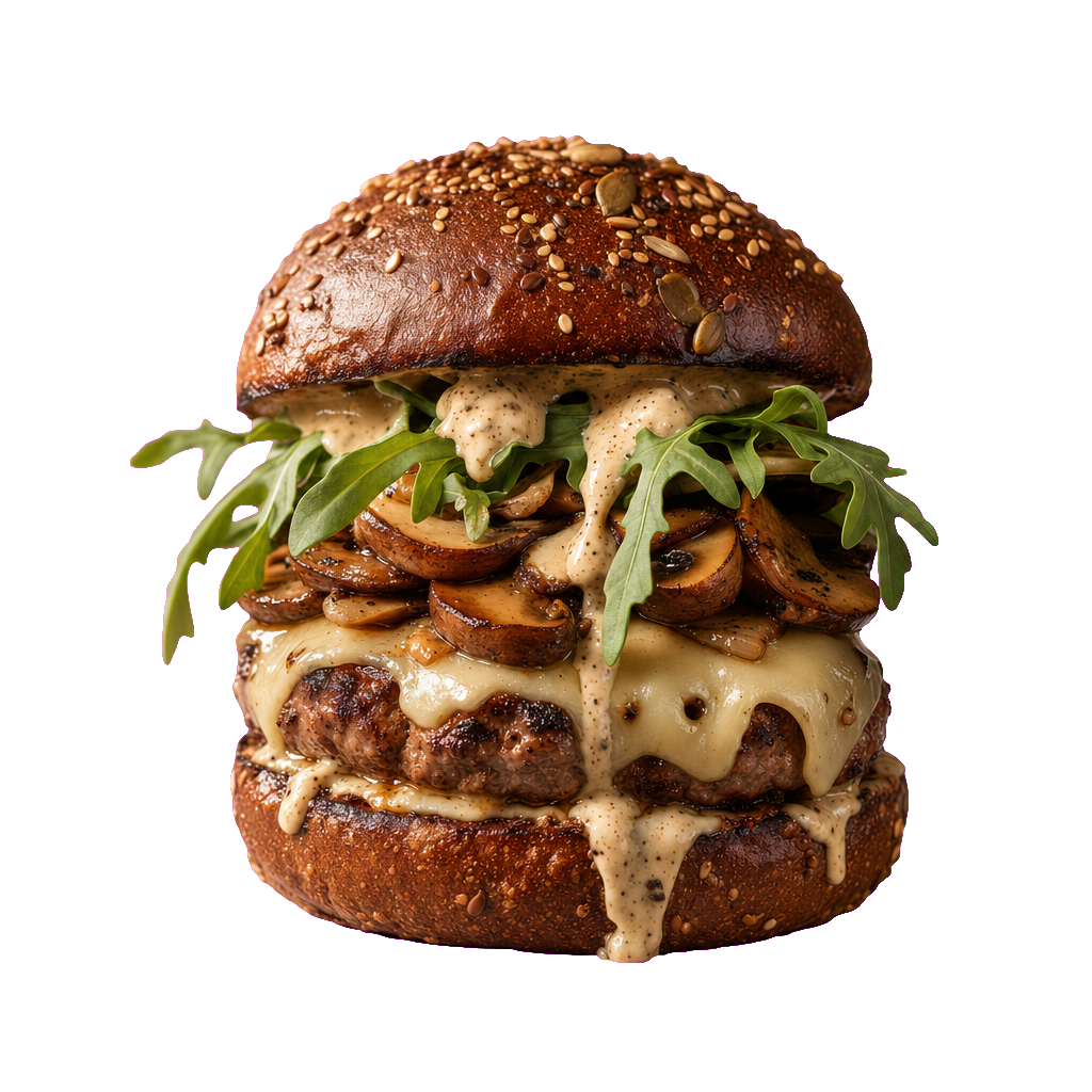 The Wildwood truffle mushroom swiss burger