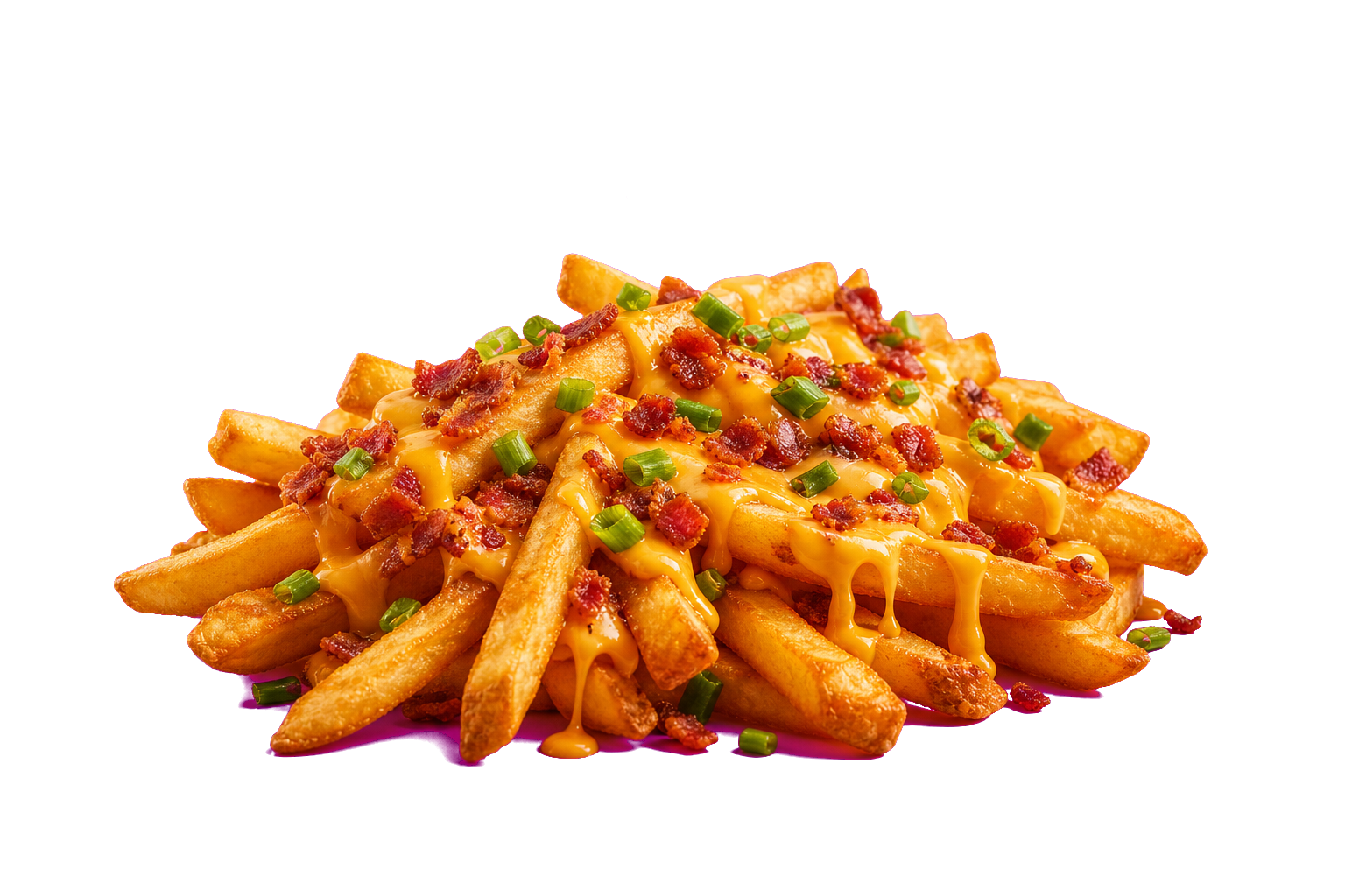 Loaded cheese fries with bacon and green onions