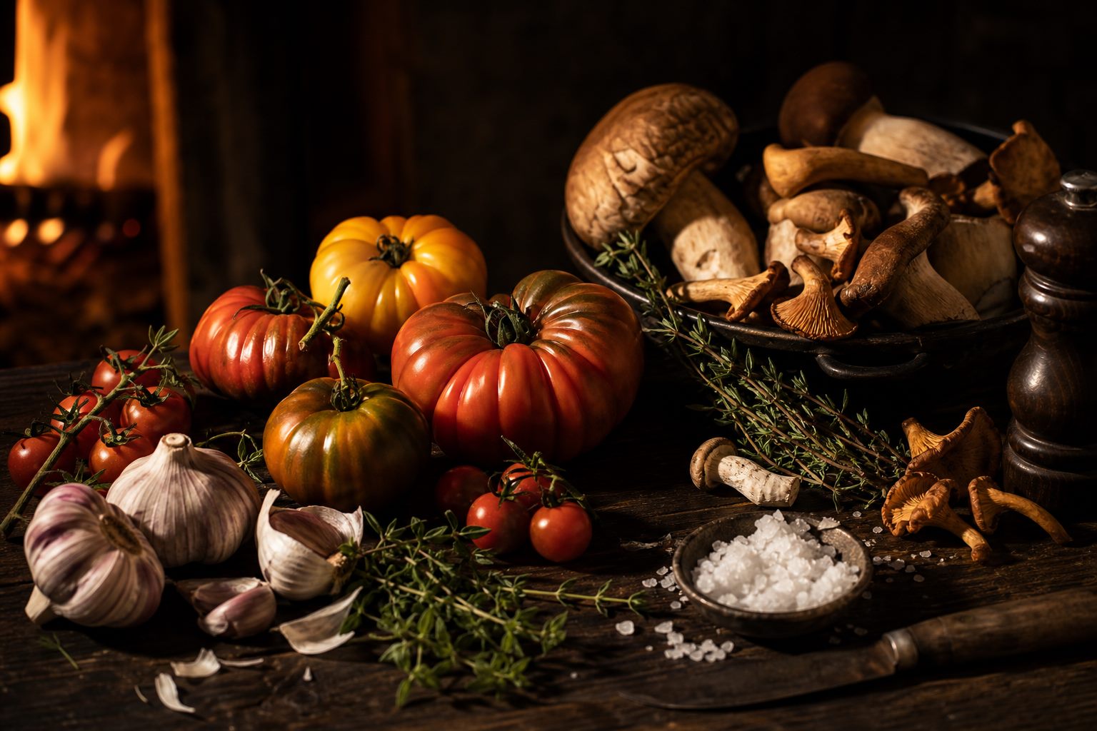 Seasonal ingredients on the prep counter